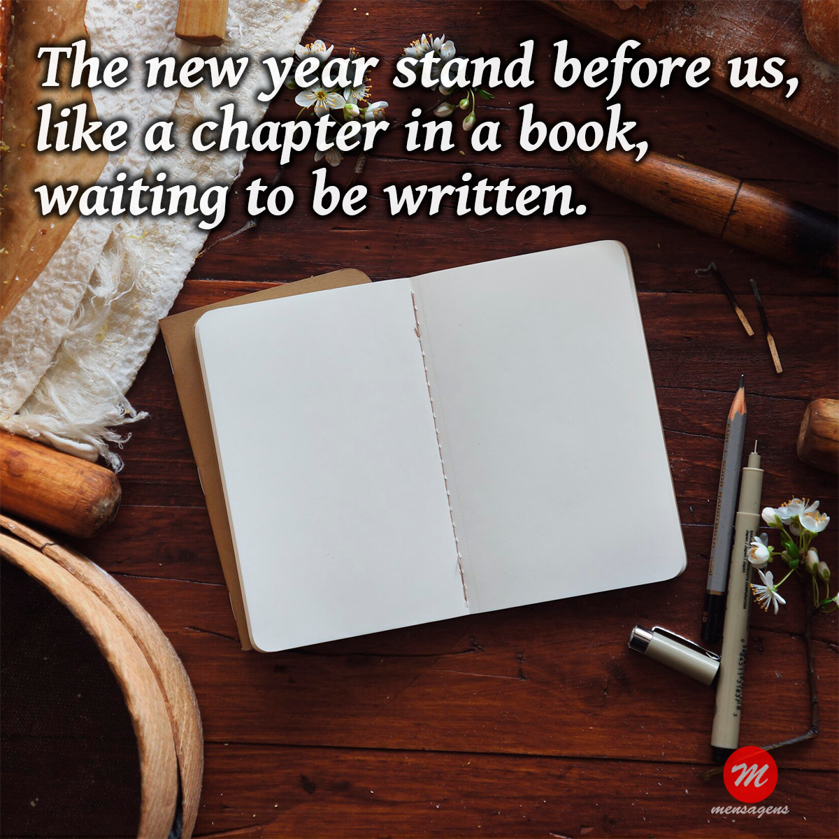 new year quotes inspirational - The new year stand before us, like a chapter in a book, waiting to be written